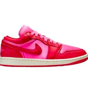 Red and pink jordan dunks
